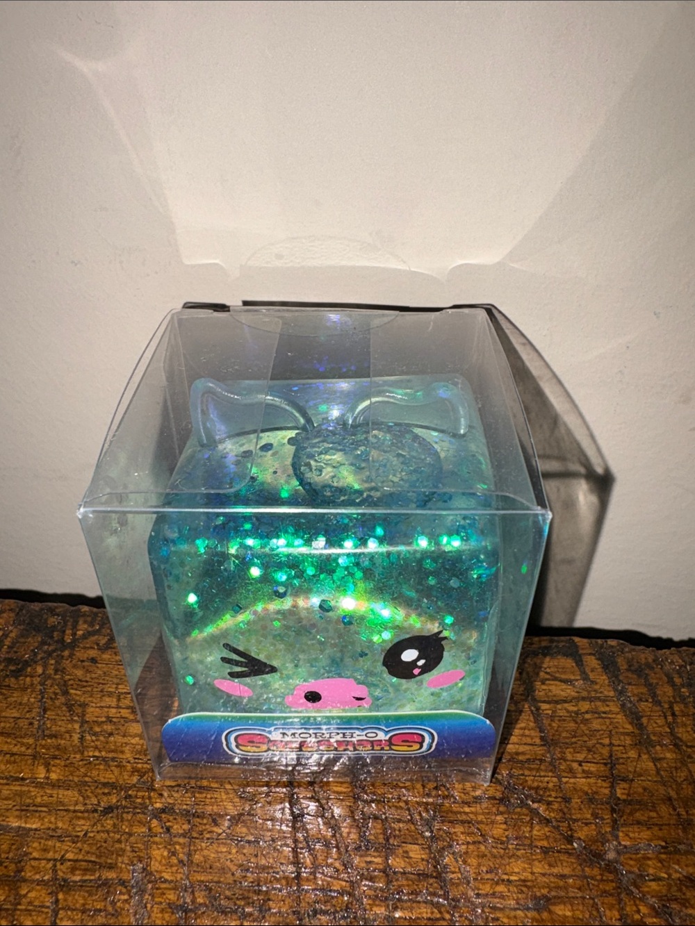 Glitter Green Squishy Small Pet Toy with Winking Face
